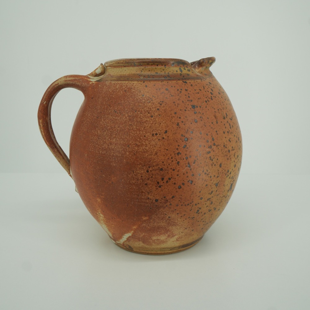 Studio Pottery Pitcher 8in Terracotta Salt Glaze Rustic Jug